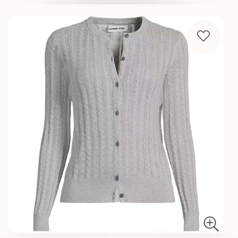 Lands' End, Women's,  light blue, Pointelle, cashmere, Cardigan, size small